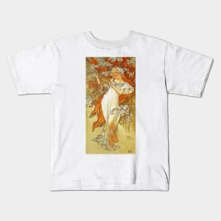 Spring 1896 by Alphonse Mucha (His First Seasons Series) Kids T-Shirt